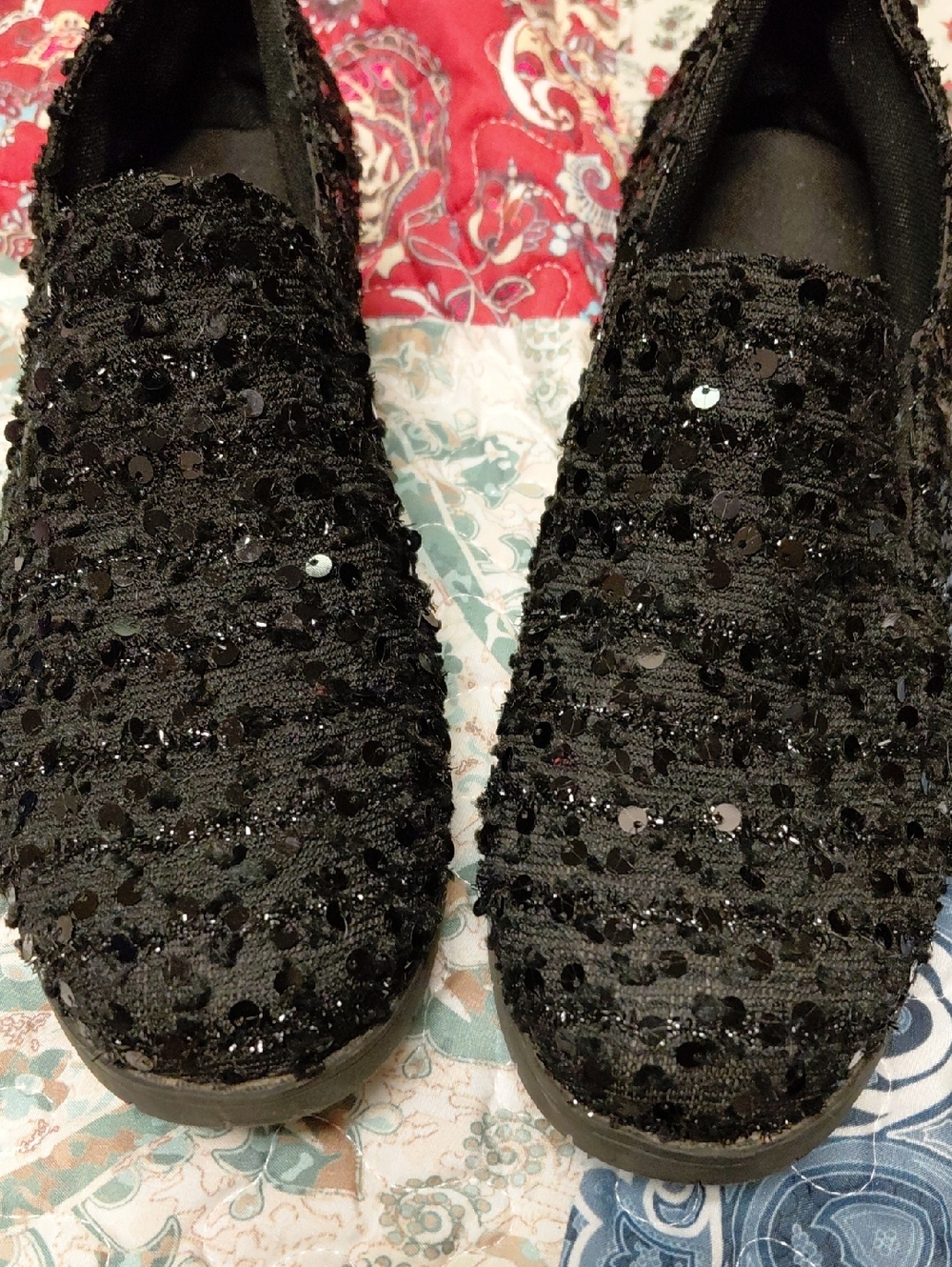 Black Sequin Slip-On Women’s Shoes